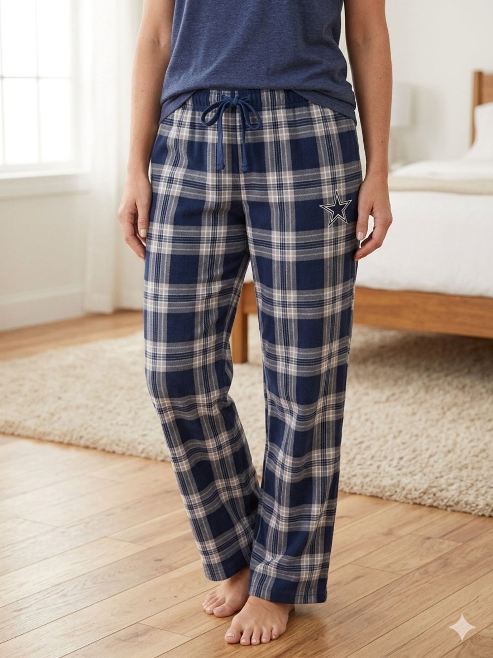 Women's Navy Plaid Flannel Pajama Pants